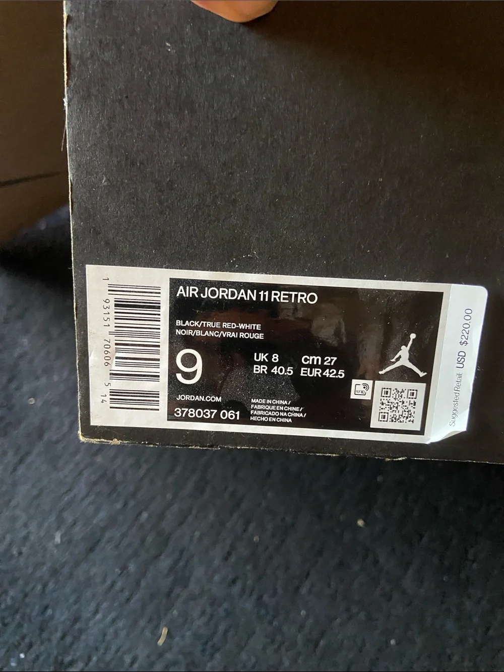 Jordan BRED Black and Red Retro 11-Style Basketball Sneakers